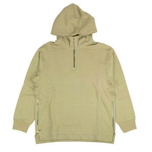 John Elliott 1/2 Zip Villain Kapuzenpullover – Sandgrün