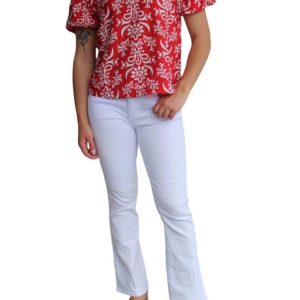 Jeanne Super High-Steigerung beschnitten Flare Jeans in weiß 7803856617532