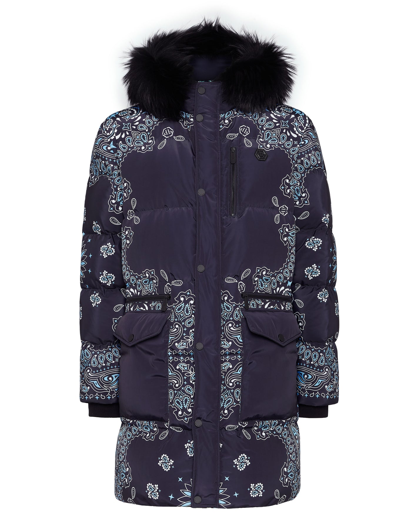 Nylon und Pelz Parka Paisley Bandana