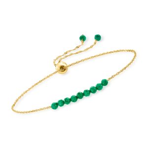 RS Pure Von Ross-Simons Emerald Bead Bolo Armband aus 14kt Gelbgold