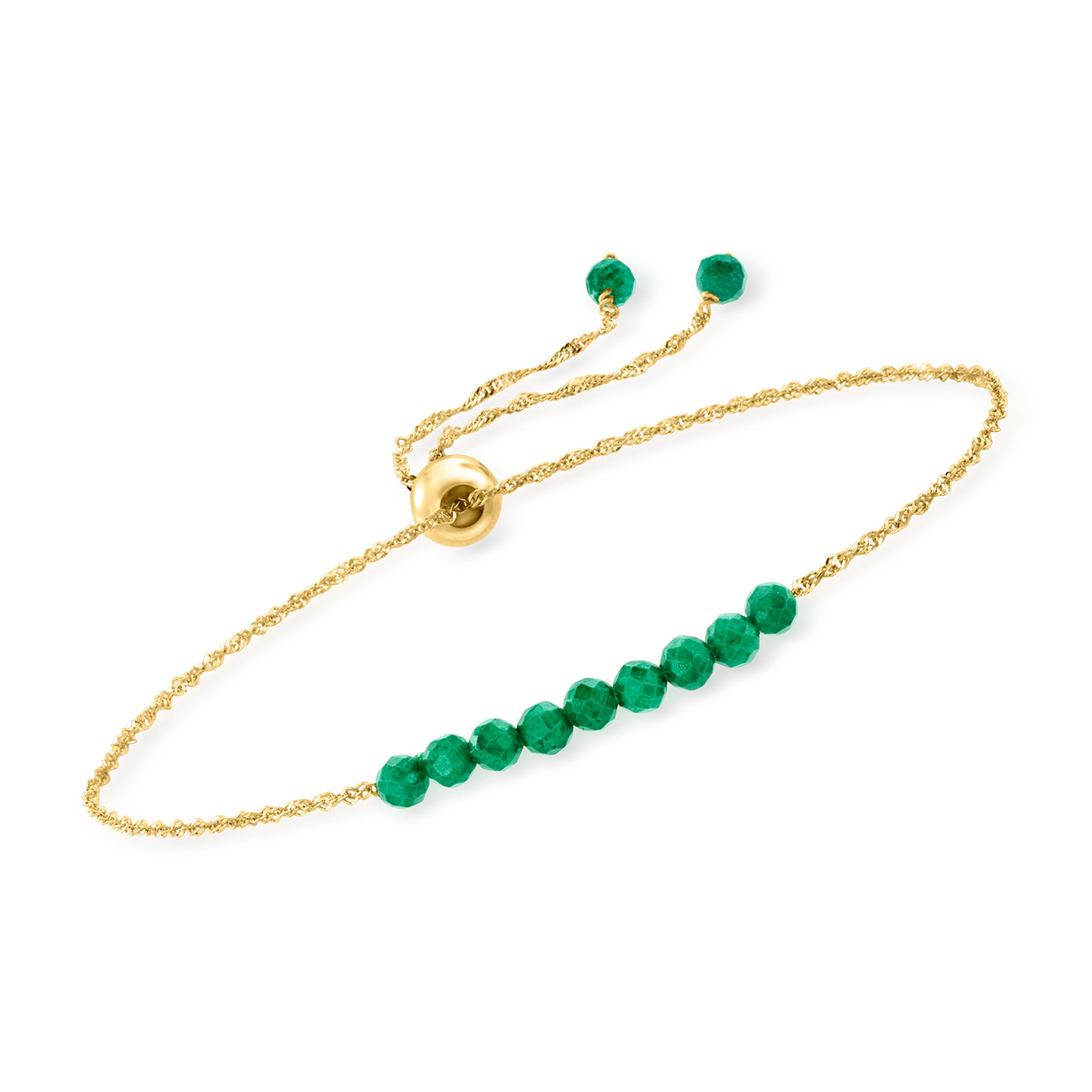 RS Pure Von Ross-Simons Emerald Bead Bolo Armband aus 14kt Gelbgold
