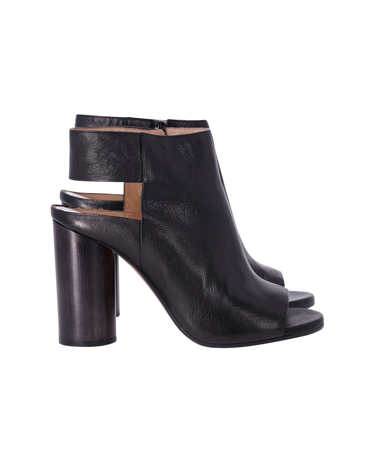 Maison Margiela Ausschnitt Leder Stiefeletten aus schwarzem Leder