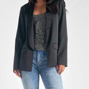 Satin Blazer in Schwarz