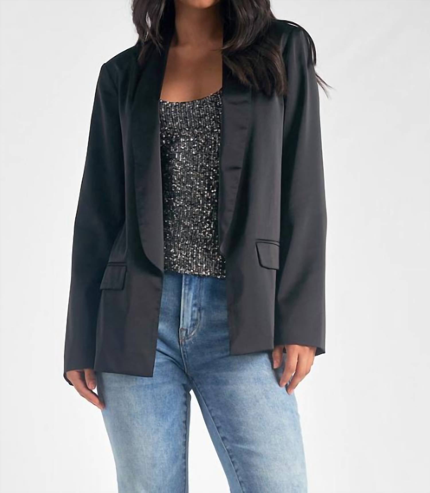 Satin Blazer in Schwarz