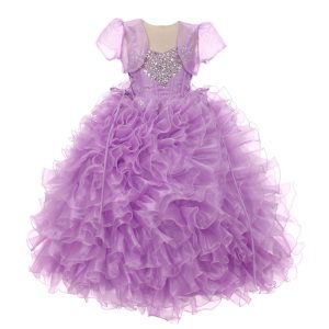 große Mädchen lila Herz Form Perlen Organza Jacke Pageant Kleid 8-12