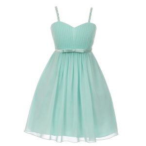 kleine Mädchen jade Pailletten Perle Chiffon Blumenmädchen Kleid 4-6