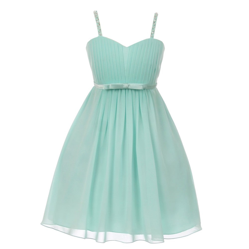 Kleine Mädchen Jade Pailletten Bead Chiffon Blumenmädchen Kleid 4-6