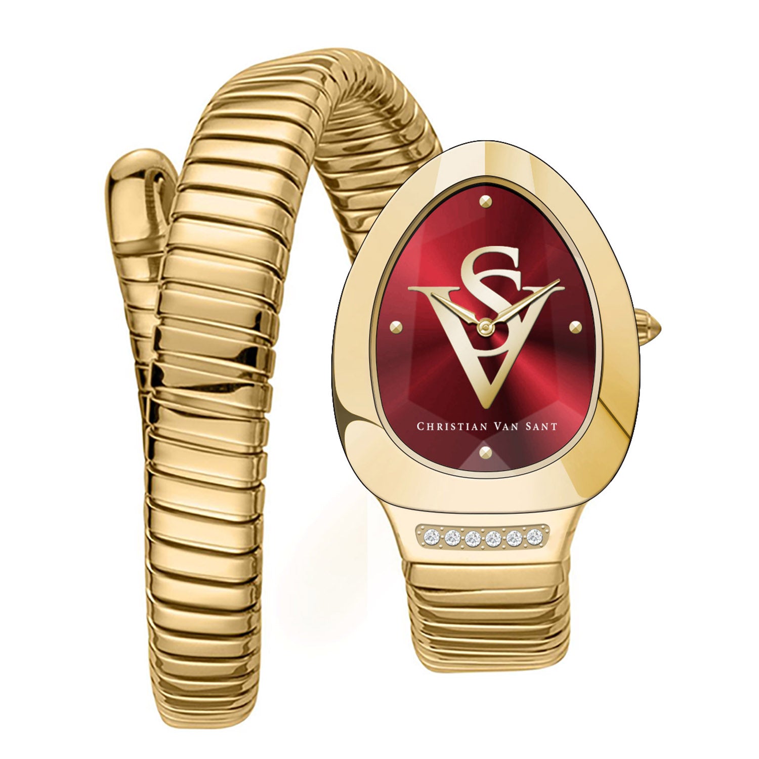 Christian Van Sant Damen Naga Rot Dial Uhr