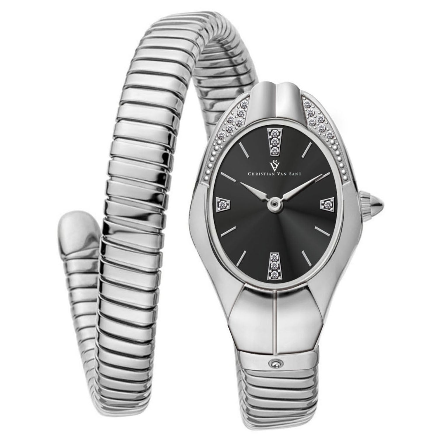 Christian Van Sant Damen Naga schwarzes Zifferblatt Uhr