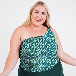 Damen Ein Schulter Layla Crop Swim Top mit eingebautem BH