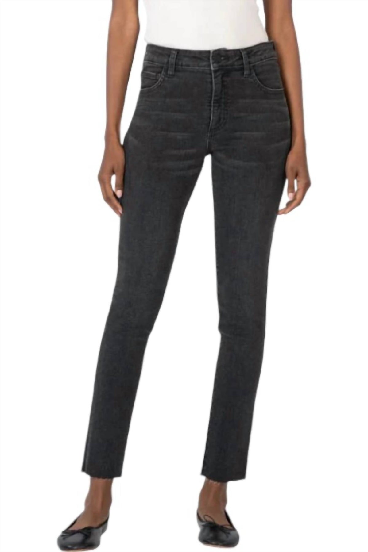 Damen Reese hoher Bund Fab Ab Knöchel Jeans in respektablen mit schwarzen Base Wash