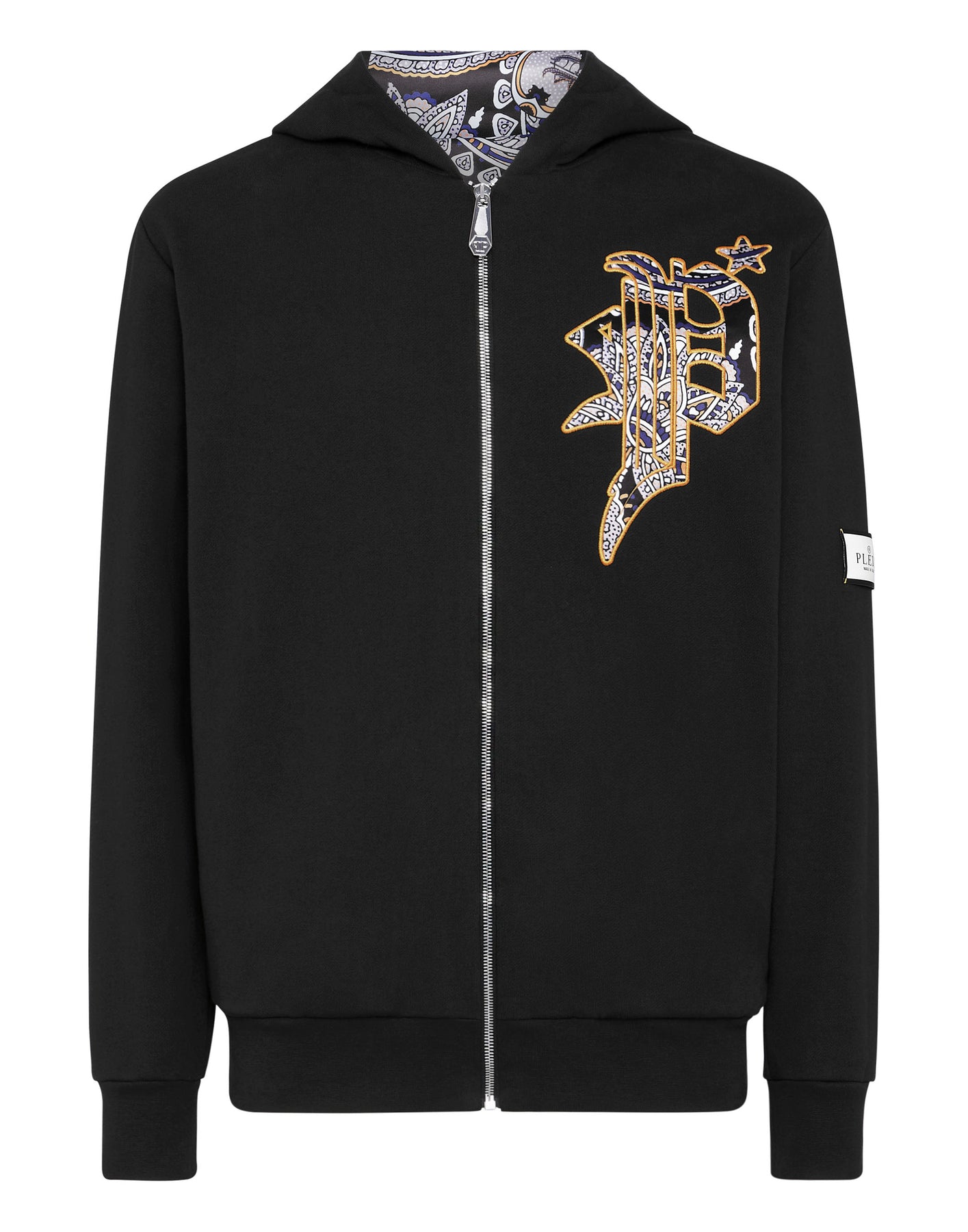Satin Kapuzenpullover Sweatjacke Paisley Gothic Plein
