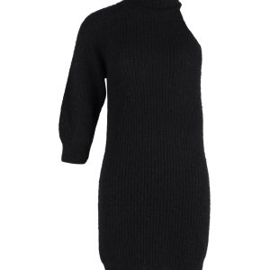 Alanui Polar Nights Minikleid aus Rippenstrick in Schwarz Alpaka