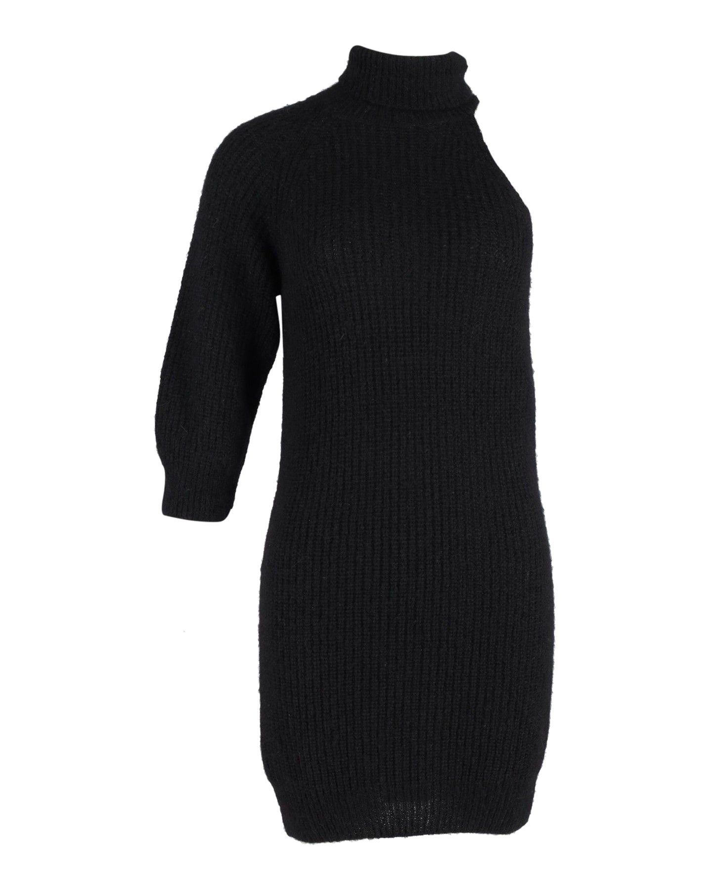 Alanui Polar Nights Minikleid aus Rippenstrick in Schwarz Alpaka