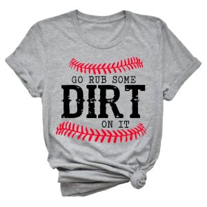 Damen reiben etwas Schmutz auf ihm Baseball-Tee in hellgrau 7803845673020