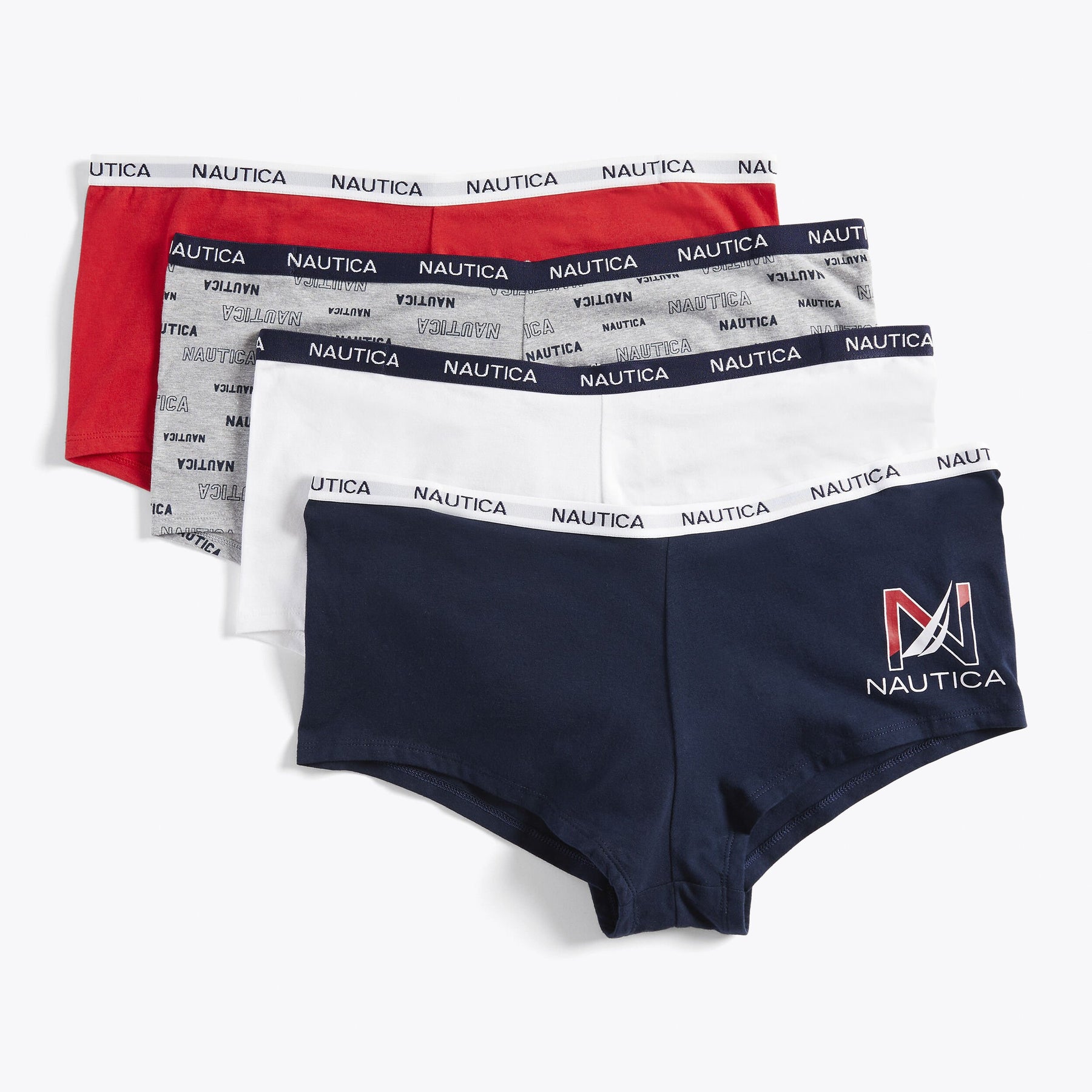 Nautica Damen Plus Logo Boyshort, 4-er Packung