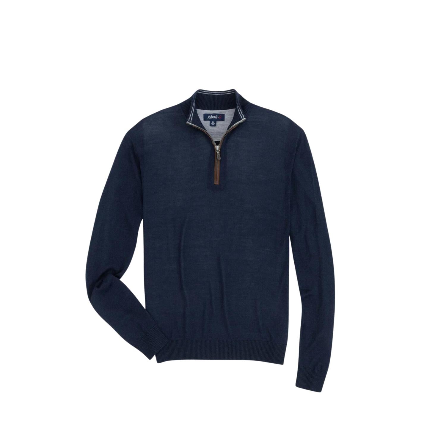 Baron Wolle Blend Pullover mit 1/4-Reißverschluss in Twilight