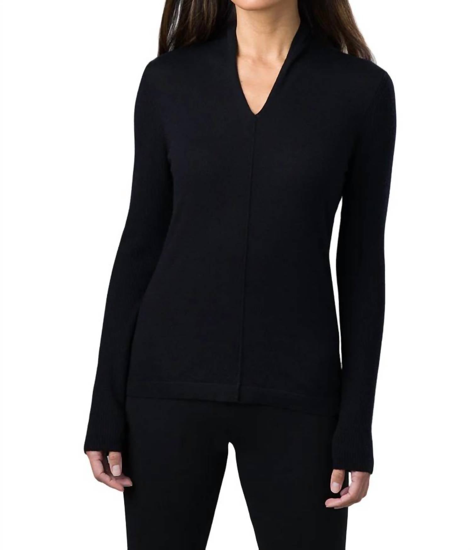 Sweatshirt mit V-Ausschnitt in Schwarz