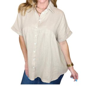 Gaze Babydoll Bluse in taupe 7766653599804