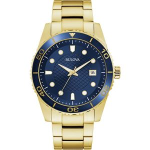 Bulova Herren 44mm blaue Quarzuhr