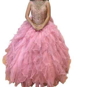 ärmelloses quinceañera Kleid in rosa/gold 7766652158012