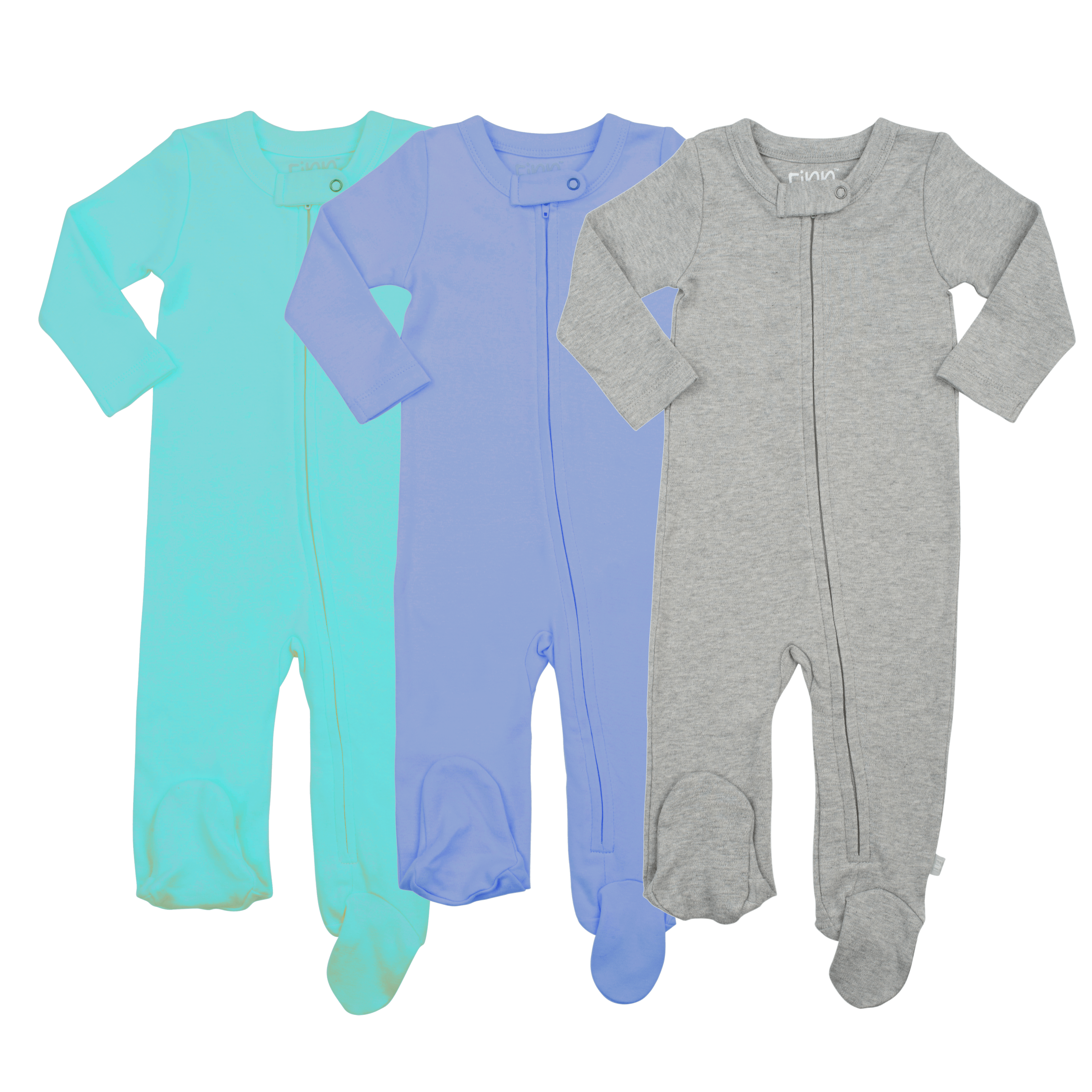 3pc footie Set – Vintage aqua periwinkle & heather grau