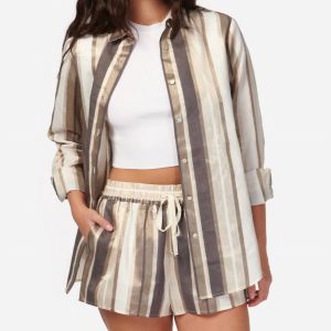 Malta Metallic Leinen Top in Düne 7803845509180
