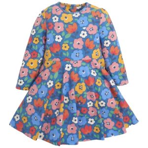 Mädchen , beste Freunde Blumendruck Kleid in Denim blau 7766676340796
