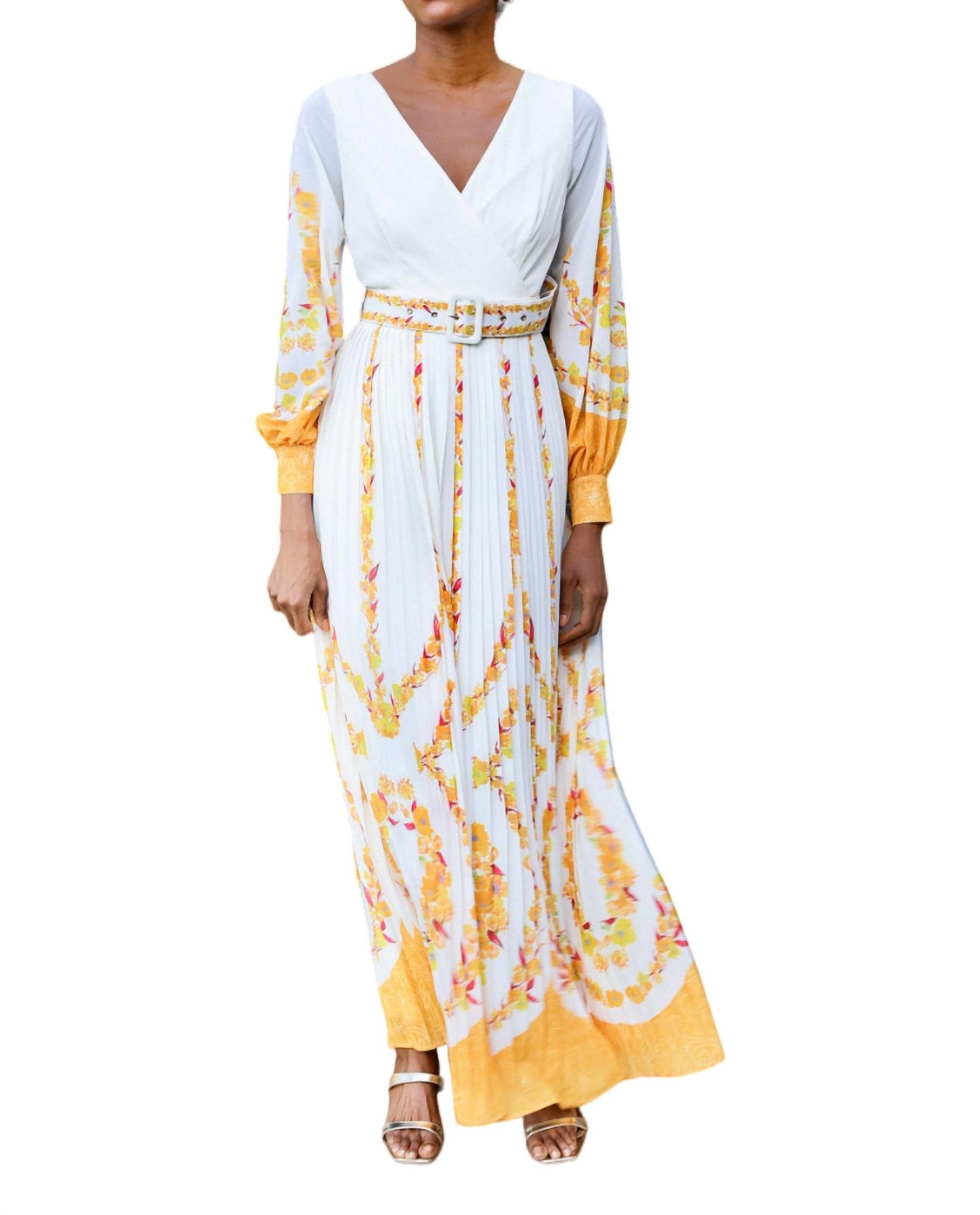 Im Wind Maxikleid in Weiß und Gelb