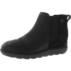 Flache Damen-Stiefeletten aus Leder