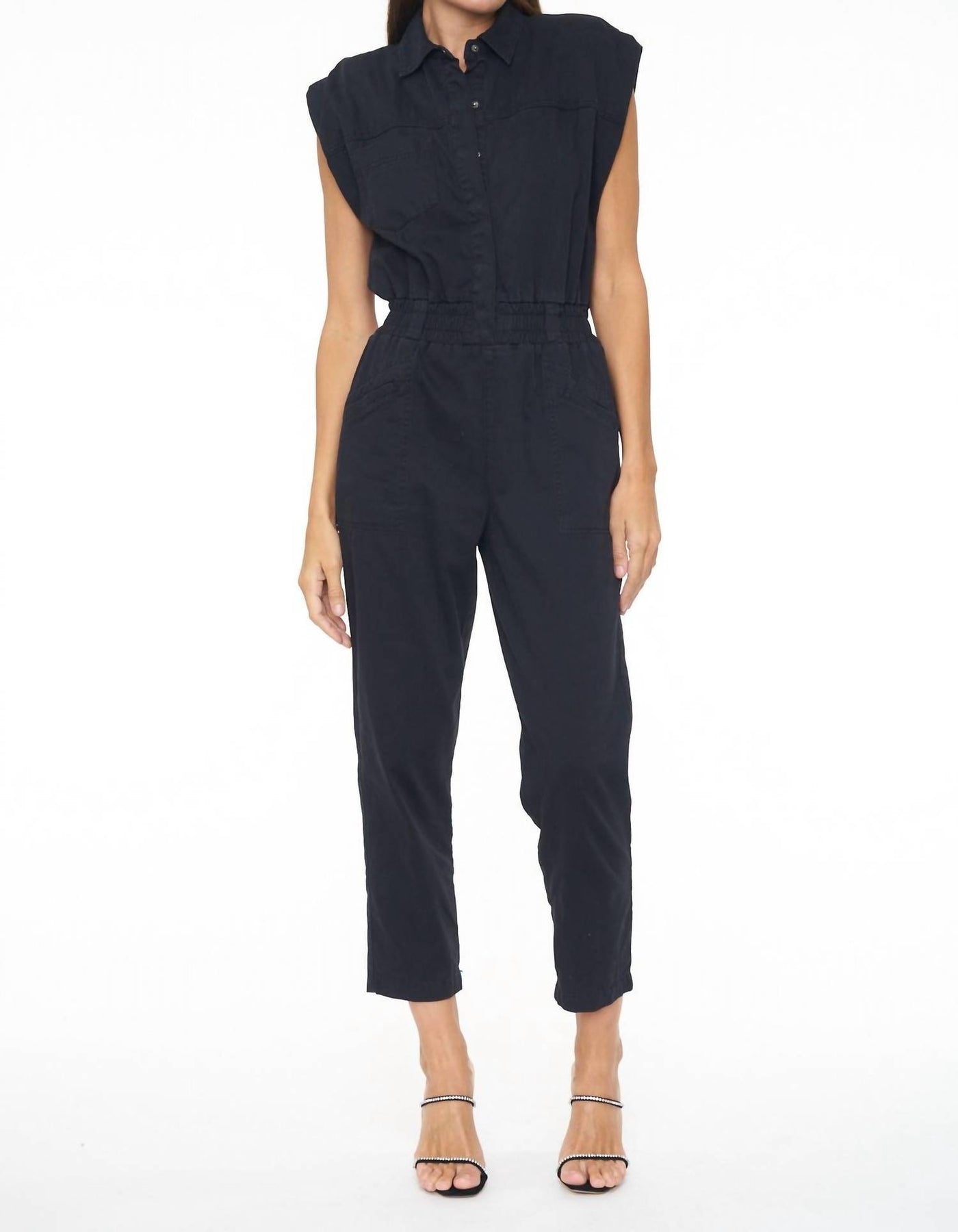 Rosie Schulterpolster Jumpsuit im Fade zu schwarz