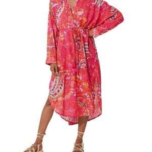 Rohita Kaftan Kleid in Hibiskus 7703529488444