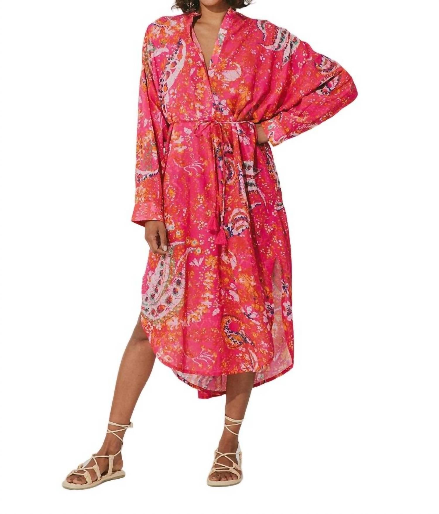 Rohita Kaftan Kleid im Hibiskus