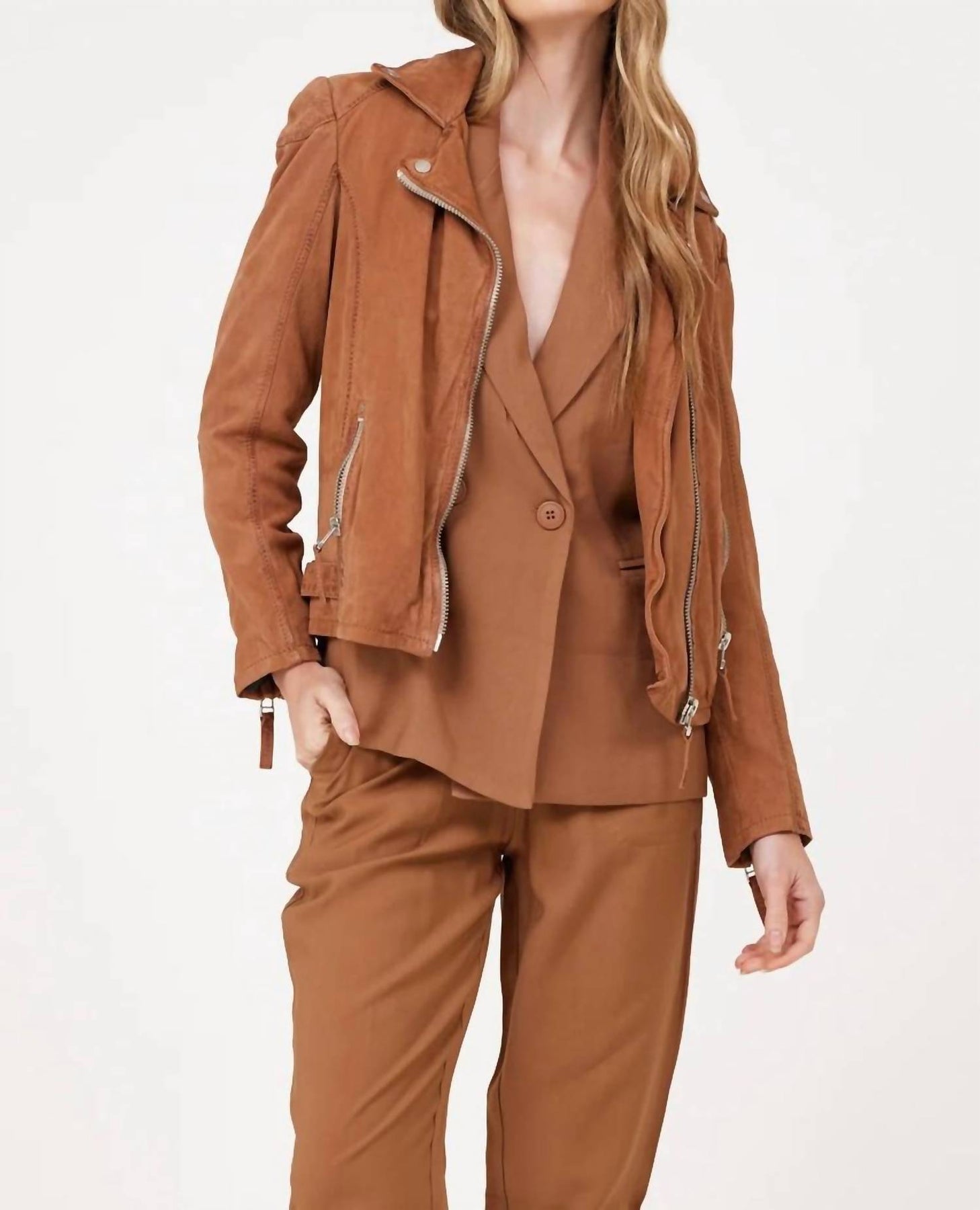 Karyn Lederjacke im Cognac