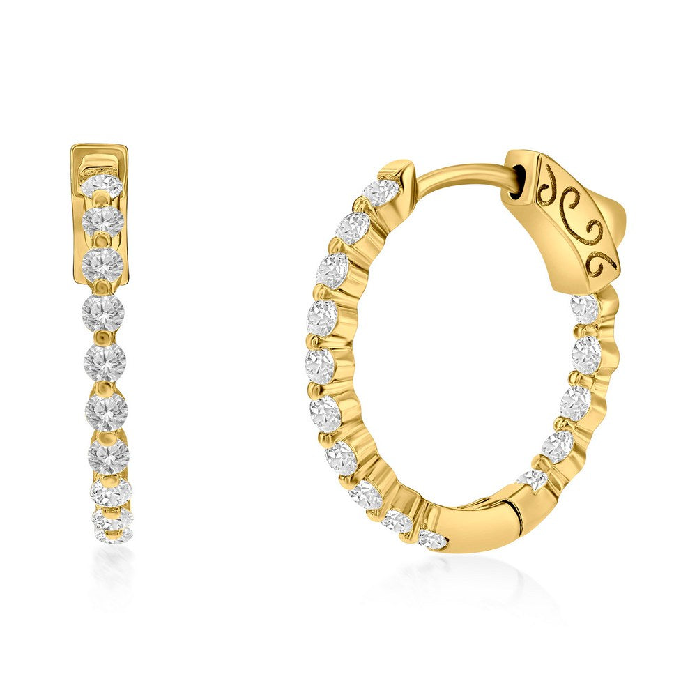 Sterling Silber oder Gold überzogen über Sterling Silber 20mm Innen-Außen Runde CZ Creolen