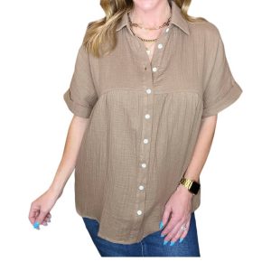 Gaze Babydoll Bluse in Mocca 7766677258300
