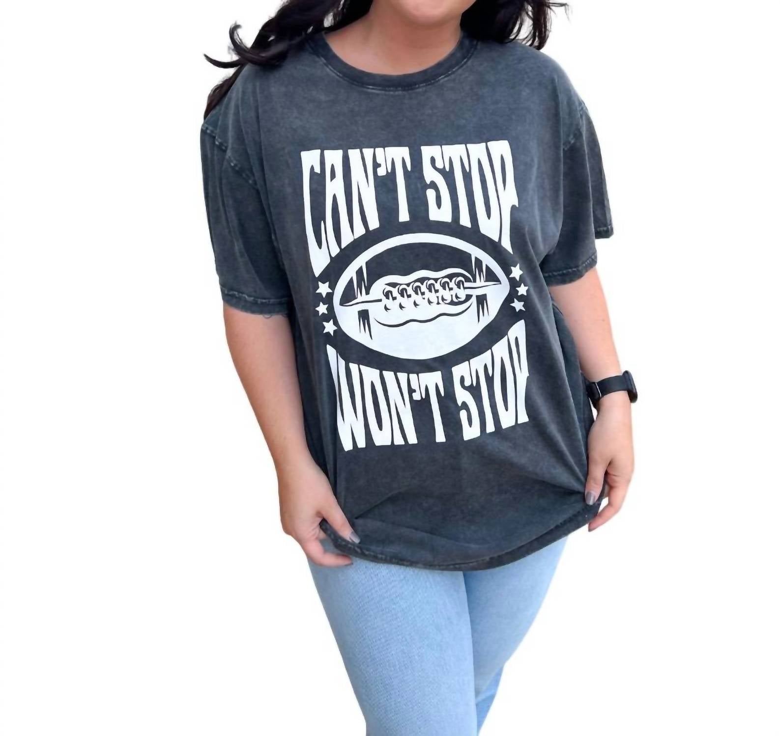 Dose't Stop wird Rocker Tee in gewaschenem Schwarz nicht stoppen