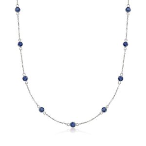 Ross-Simons Halskette Saphir Station aus Sterlingsilber