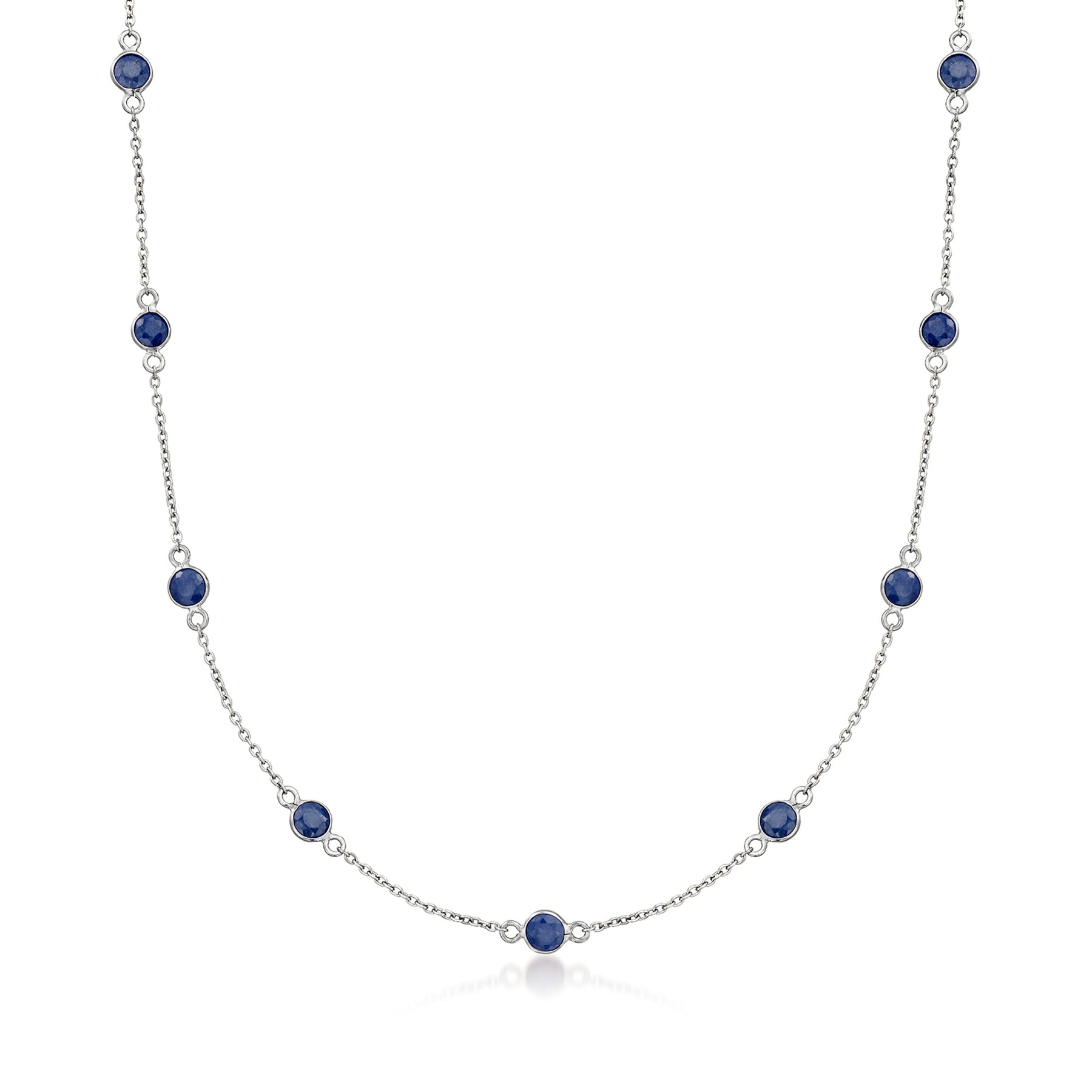 Ross-Simons Halskette Saphir Station aus Sterlingsilber