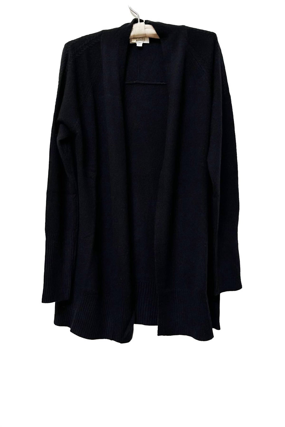 Damen Strickjacke mit Rippendetail in Schwarz