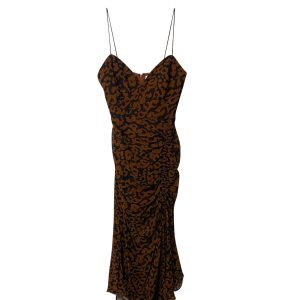 Nicholas Midikleid in Leoparden Print Seide Chiffon 7766681387068