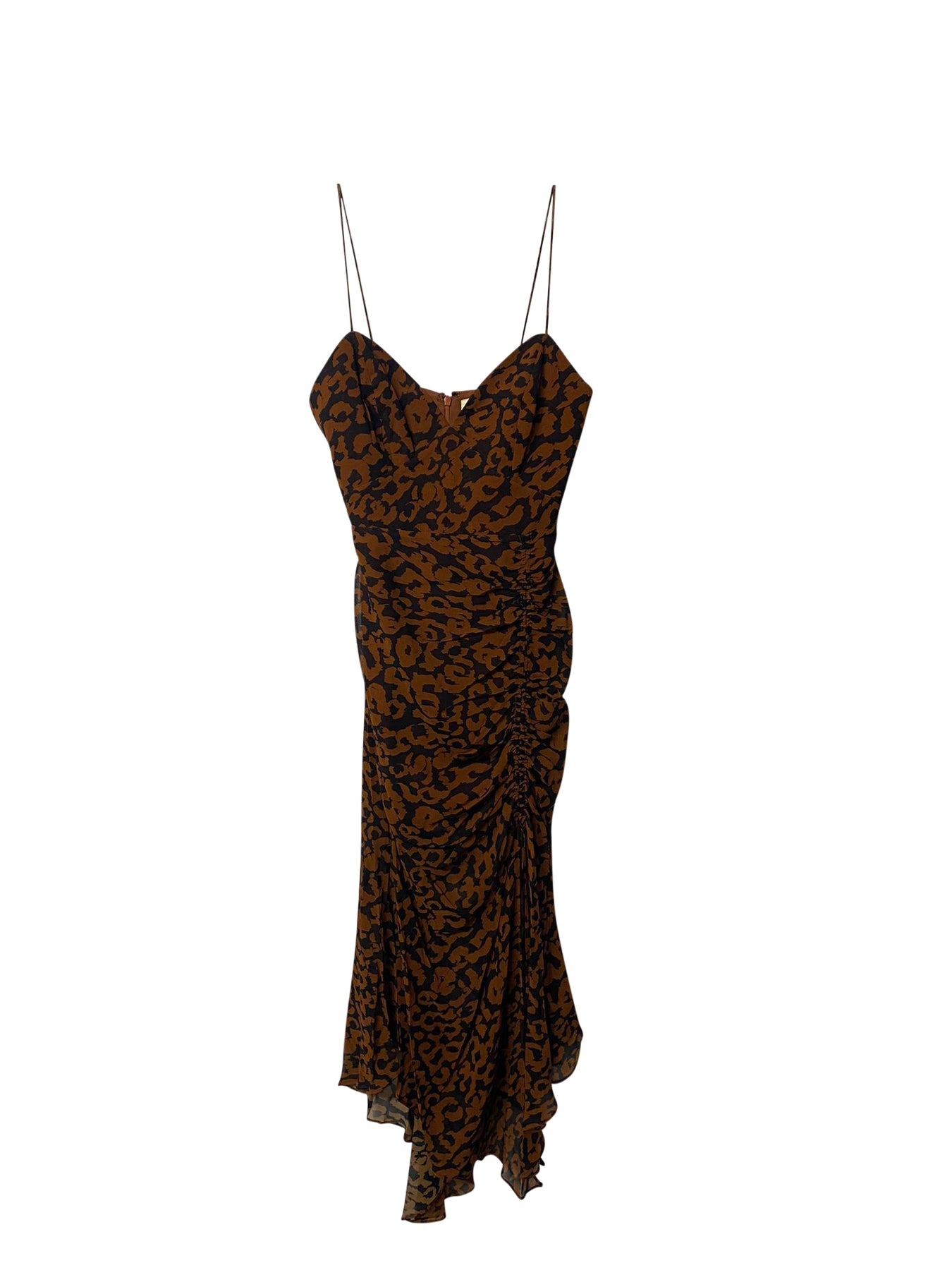 Nicholas Midi Kleid aus Seiden-Chiffon mit Leopardenmuster