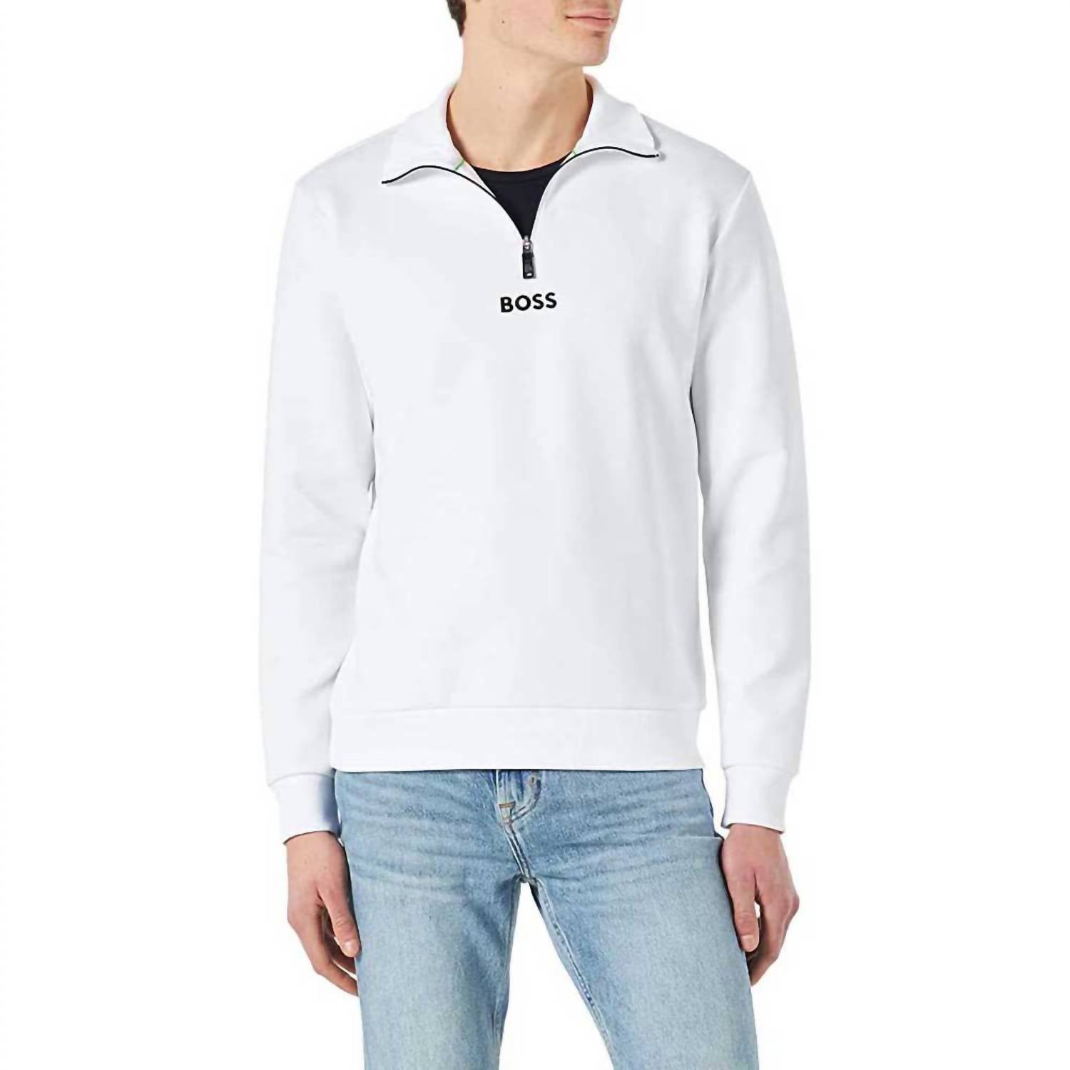 Sweat 1 Sweatshirt mit halbem Reißverschluss in Weiß