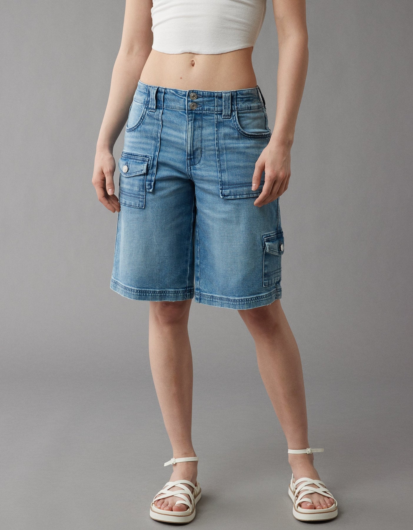 AE Verträumte Drape niedriger Bund Baggy Bermuda Cargo kurz
