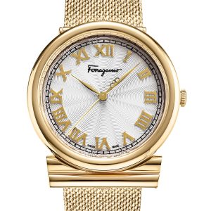 Ferragamo Damen-Armbanduhr mit weißem Quarz, 34 mm