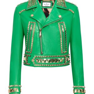 Cropped Lederjacke Gothic plein 7676781363260