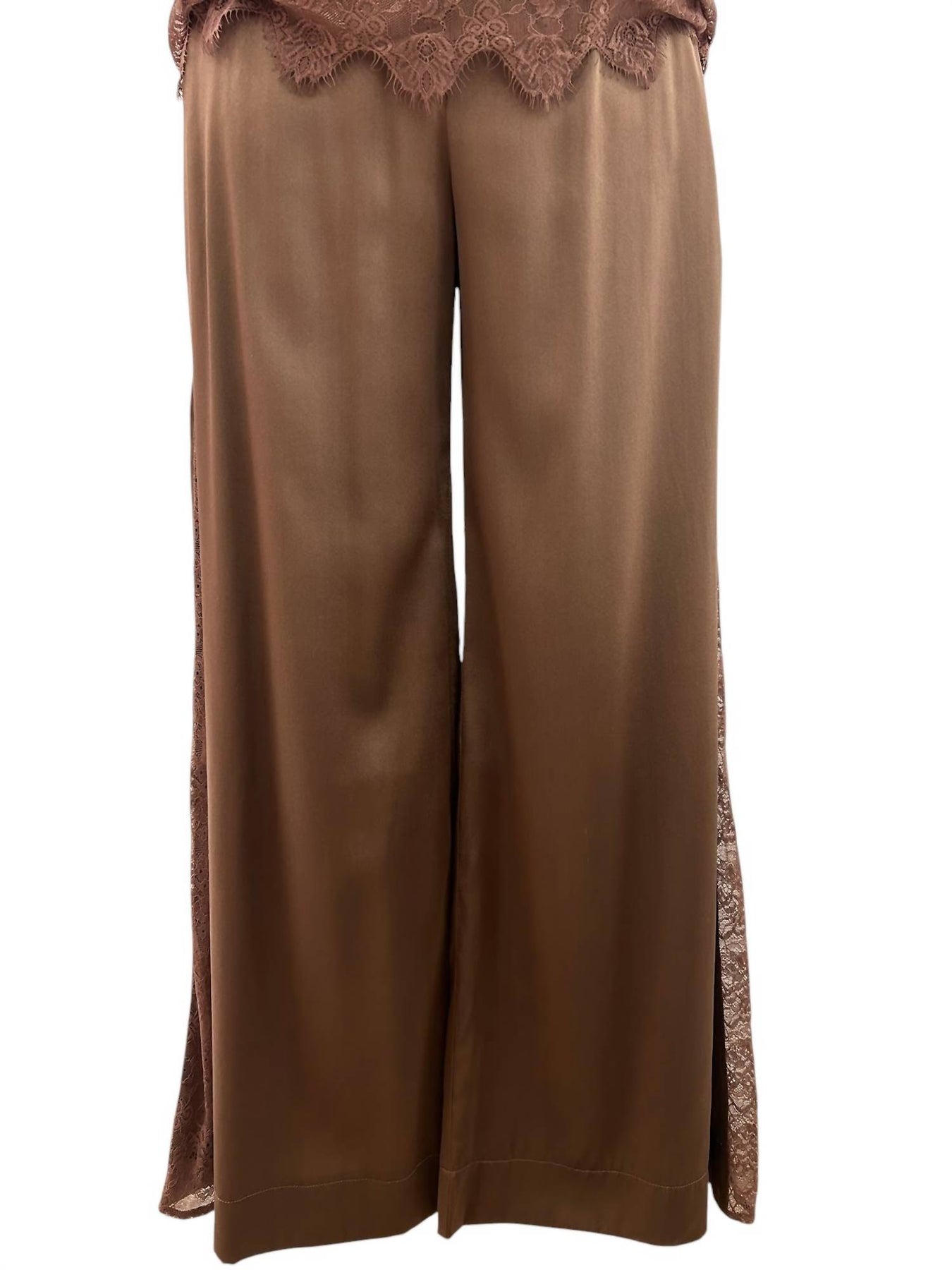 Damen Brya Seide & Spitze Hosen in Kakao