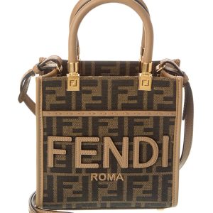 FENDI Sunshine Mini ff Jacquard & Leder Tote
