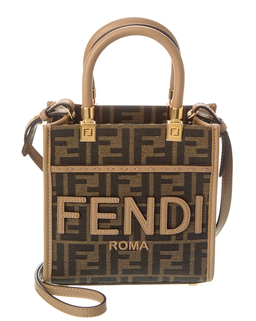 FENDI Sunshine Mini FF Tasche aus Jacquard & Leder