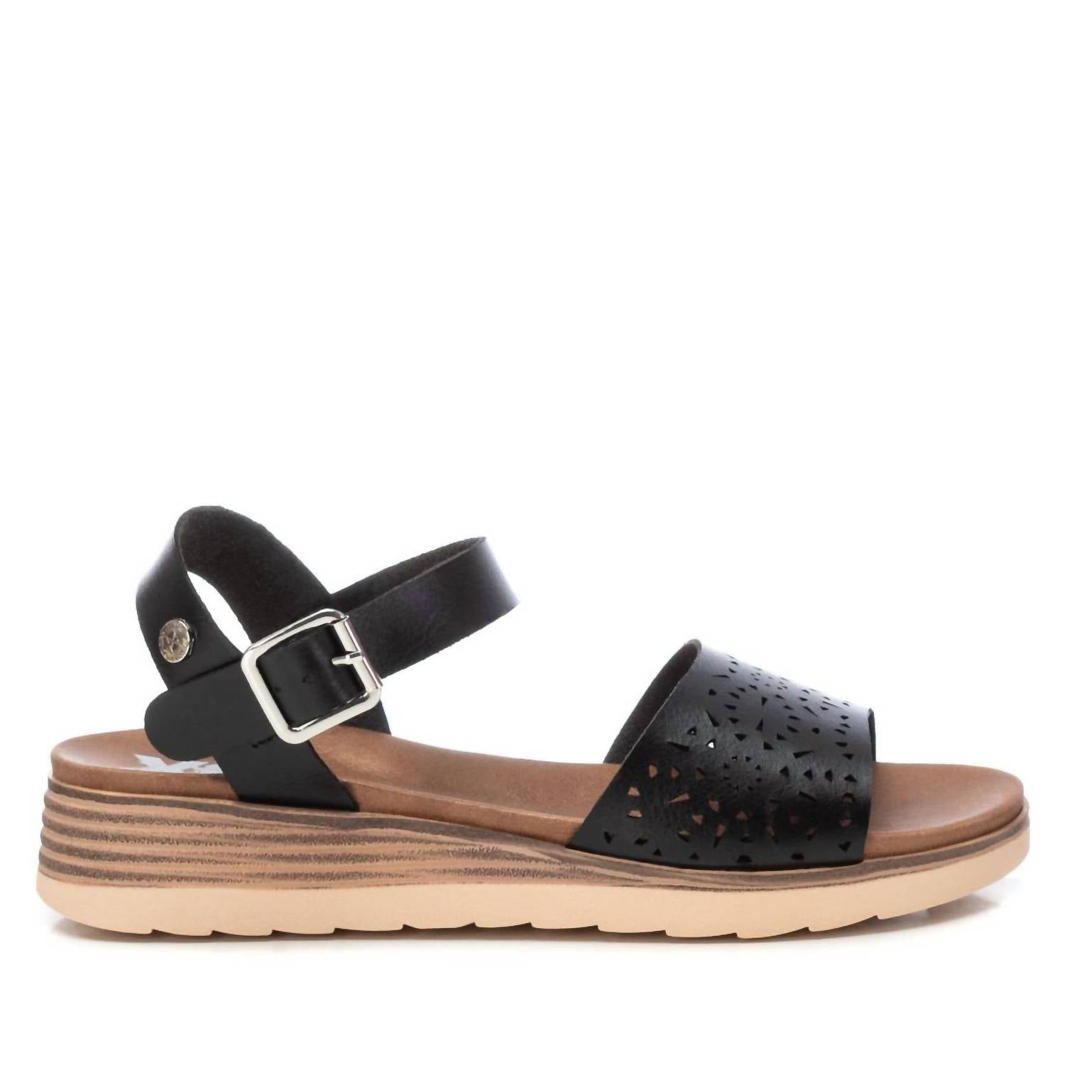 Damen Sandalen mit niedrigem Keil in Schwarz